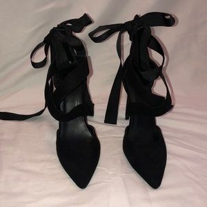 Black lace up heels